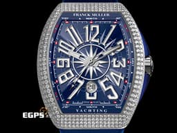 Franck Muller 法蘭穆勒 FM Vanguard YACHT V41 SC DT 不鏽鋼材質 <font color="#05f0f0">精鑲鑽石錶殼、錶扣</font>&nbsp;<font color="#0582f5">藍色面盤</font> 自動上鏈&nbsp;40.8X50mm