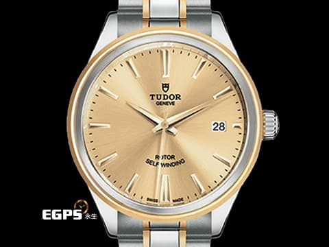 TUDOR 帝舵 Style 風尚 系列 12503&nbsp;香檳金色面盤&nbsp; 18K黃金 半金款 經典 大三針 半金腕錶超值首選&nbsp;2020年台灣公司貨&nbsp;自動上鍊 38mm