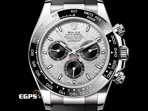 ROLEX 勞力士 Cosmograph Daytona 宇宙計時型 迪通拿 126519LN&nbsp;Meteorite 隕石面盤&nbsp;計時碼表 18K白金材質&nbsp;陶瓷外圈&nbsp;2026年保卡 賽車錶 自動上鍊 40mm