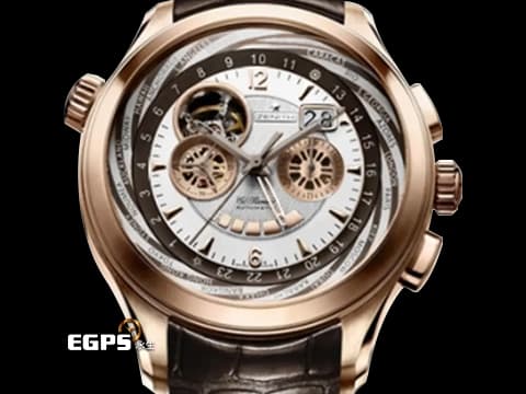 ZENITH 真力時 Grande Class Traveller Open Multicity El Primero 18.0520.4037 18K玫瑰金材質&nbsp;世界時區 計時碼表 動力顯示 大日期窗 鏤空面盤 台灣公司貨 整支重約5.6兩&nbsp;自動上鏈 46mm