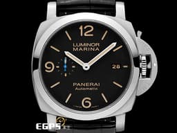 PANERAI 沛納海 Luminor Marina PAM01312 三日鍊 PAM1312 <font color="#ff8647">經典三明治面盤 菸草面</font> 絕版透背 藍色小秒針 <font color="#FF0000">2017年台灣公司貨</font> 自動上鍊 44mm