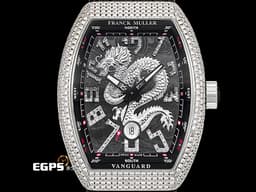 Franck Muller 法蘭穆勒 FM錶 Vanguard Yachting 遊艇系列 Dragon King Limited Edition 龍王&nbsp;<font color="#ff0000">限量188只&nbsp;精鑲鑽圈、面盤</font>&nbsp;V45 YT SC DT AC NR 酒桶型 不鏽鋼 自動腕錶  44x54mm