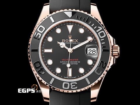 ROLEX 勞力士 Yacht-Master 遊艇名仕型 268655 永恆玫瑰金 陶瓷錶圈  新式橡膠錶帶 2025年保卡 自動上鍊 37mm