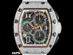 RICHARD MILLE 理查德•米勒 RM RM72-01 WG&nbsp;18K白金材質 <font color="#fafa01">極致完美工藝~</font><div><font color="#05f0f0">鏤空面盤 原廠鑲嵌</font><font color="#04f640">【SNOWFLAKE DIAMONDS】 "宛如雪花般的頂級鑽石" </font><font color="#05f0f0">雪花造型鑽石錶圈</font> <font color="#05f0f0">自製飛返計時機芯</font> <font color="#ff0000">2025年保單</font>&nbsp;自動上鏈 38.4 x 47.34mm</div>