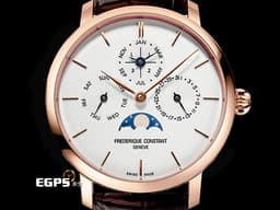Frederique Constant 康斯登 Manufacture Slimline Perpetual Calendar 萬年曆 月相盈虧&nbsp;<font color="#ffa57d">玫瑰金</font>&nbsp;FC-775V4S9 <font color="#FF0000">自製機芯 2025年保單</font>  自動上鍊 42mm