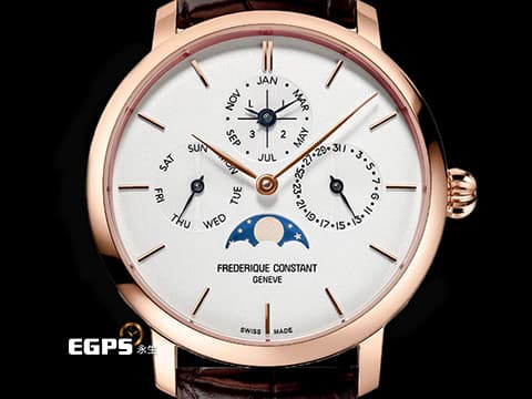 Frederique Constant 康斯登 Manufacture Slimline Perpetual Calendar 萬年曆 月相盈虧&nbsp;玫瑰金&nbsp;FC-775V4S9 自製機芯 2025年保單  自動上鍊 42mm