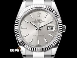 ROLEX 勞力士 DATEJUST 126334 蠔式日誌型 不鏽鋼 <font color="#70cce1">18K白金材質太陽坑紋錶圈 銀色放射紋面盤</font> <font color="#FF0000">2022年新式保卡</font> 自動腕錶 41mm