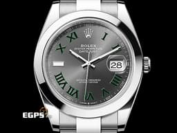ROLEX 勞力士 DateJust 41 蠔式日誌型 126300 <font color="#8f8f8f">石板灰色面盤</font>搭配<font color="#056803">綠羅馬數字時標 費德勒 溫布頓</font>&nbsp;經典 DJ41 不鏽鋼材質&nbsp;<font color="#FF0000">2026年保單 蠔式（Oyster）三節錶帶</font> 自動腕錶 41mm