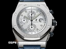 Audemars Piguet AP錶 愛彼錶 Royal Oak Offshore ROO 皇家橡樹離岸型 25770ST 不鏽鋼材質&nbsp;<font color="#0582f5">白色「Grande Tapisserie」格紋錶面 </font><font color="#fa00fa">離岸型首個42mm皮革錶帶設計款&nbsp;</font>計時碼錶 自動上鍊 42mm