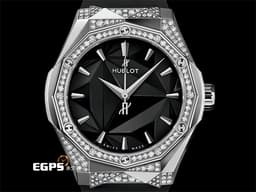 HUBLOT 宇舶 Classic Fusion 經典融合 ORLINSKI 聯名款 550.NS.1800.RX.1804.ORL19 <font color="#595959">原廠鑲鑽 黑色切面立體錶盤</font><font color="#ff0000"> </font>鈦金屬+不鏽鋼材質<font color="#ff0000"> 2025年保單 </font>自動上鍊 40mm