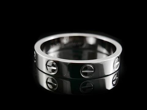 卡地亞 CARTIER LOVE 戒指 53號 約國際圍11號 18K白金款 名牌精品 精品戒指