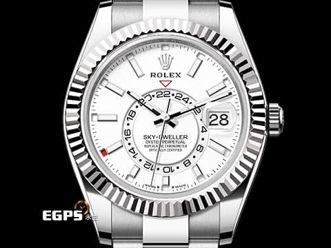 ROLEX 勞力士 Sky-Dweller 蠔式 天行者 336934 最新9002機芯 白色面盤 沙羅系統 年曆錶 兩地時區 不鏽鋼 經典三角坑紋錶圈 2025年保單 蠔式（Oyster）三節錶帶 自動上鍊 42mm