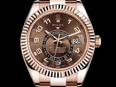 ROLEX 勞力士 Sky-Dweller 326935 天行者 年曆錶 兩地時區 18K玫瑰金材質 巧克力色面盤 阿拉伯數字時標&nbsp;自動上鏈 42mm