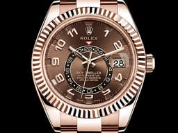 ROLEX 勞力士 Sky-Dweller 326935 天行者 年曆錶 兩地時區 18K玫瑰金材質 <font color="#fdb768">巧克力色面盤 阿拉伯數字時標</font>&nbsp;自動上鏈 42mm