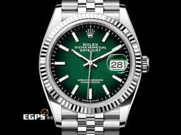ROLEX 勞力士 DateJust 36 蠔式日誌型 126234 <font color="#4db383">最新款 漸層煙燻綠色面盤</font>&nbsp;DJ36 經典三角坑紋錶圈 <font color="#FF0000">2026年木紋保卡 紀念型（Jubilee）五銖錶帶</font> 自動上鍊 36mm