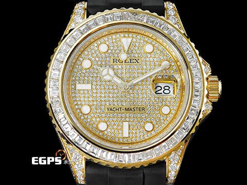 ROLEX 勞力士 Yacht-Master 42 蠔式 遊艇名仕型 226658&nbsp;精鑲226668TBR 後加大梯鑽石外圈、錶耳、錶側、折疊扣、客製化滿天星面盤&nbsp;18K黃金材質&nbsp;2022年保卡&nbsp;自動上鍊 42mm