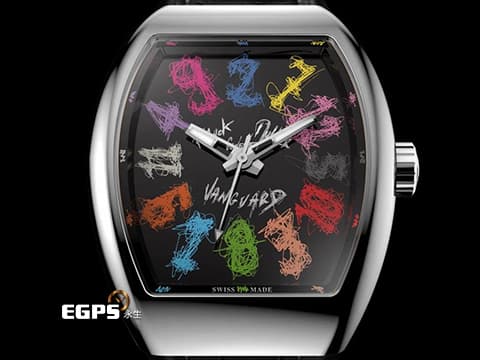 FRANCK MULLER 法蘭穆勒 Vanguard系列 瘋狂時間 V 45 CH HN COL DRM LTD V45 不鏽鋼材質  Hom Nguyen 限量聯名款  不規則順跳時間顯示 手工繪製瘋狂小時   2024年保單 限量50支 僅收藏極新品 自動上鍊 44x54mm