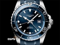 LONGINES 浪琴 HydroConquest GMT 康卡斯 深海征服者 L38904969 兩地時間 浪鬼 <font color="#4169e1">藍色陶瓷外圈 藍色面盤 藍水鬼</font> 不鏽鋼 橡膠錶帶&nbsp;<font color="#FF0000">2026年保單</font> 潛水錶 自動上鍊 43mm