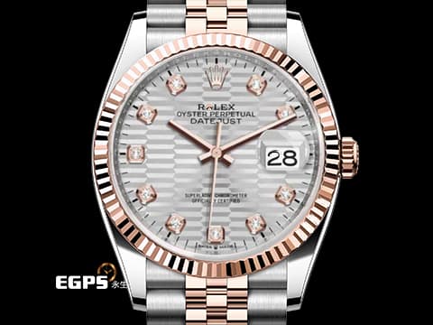 ROLEX 勞力士 蠔式 Datejust 126231 蠔式日誌型 永恒玫瑰金 半金 絕版雷射坑紋面 銀色坑紋面盤 原廠鑲嵌鑽石時標 2024年保卡 五銖紀念型錶帶 自動上鍊 36mm