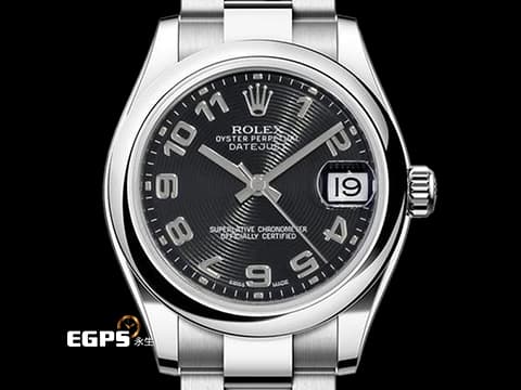 ROLEX 勞力士 Datejust 31 蠔式日誌型 178240 經典絕版黑色同心圓面盤 不鏽鋼 大三針&nbsp;台灣公司貨 蠔式（Oyster）三節錶帶&nbsp;自動腕錶  31mm