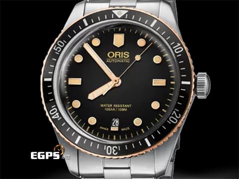 Oris 豪利時 Divers Sixty-Five系列 1965 復刻1965年ORIS第一款潛水錶 青銅外圈 復古色時標&nbsp;01733770743540782018 不鏽鋼 大三針 復古箱型藍寶石水晶玻璃&nbsp;2023年台灣公司貨&nbsp;自動腕錶 40mm