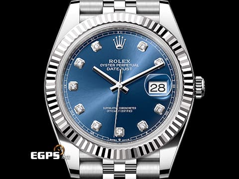 ROLEX 勞力士 DATEJUST 126334 蠔式日誌型 經典 不鏽鋼材質 18K白金太陽坑紋錶圈&nbsp;鑽石時標藍色面盤&nbsp;2022年保卡&nbsp;自動上鏈 41mm