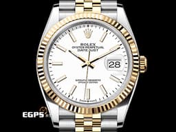 ROLEX 勞力士 蠔式 Datejust DJ36 126233 18K黃金&amp;蠔式鋼&nbsp;<font color="#05f0f0">經典白色面盤搭配黃金太陽坑紋錶圈</font>&nbsp;<font color="#ff0000">2025年保卡 五銖鏈帶款</font> 自動上鏈 36mm