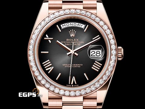 ROLEX 勞力士 Day-Date 40 DD40 蠔式 星期日曆型 228345RBR 18K永恆玫瑰金&nbsp;18K玫瑰金金立體羅馬數字時標&nbsp;漸變石板灰色 原廠鑲嵌鑽石錶圈&nbsp;2025年保卡&nbsp;自動上鍊 40mm
