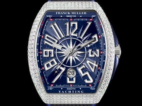Franck Muller 法蘭穆勒 FM Vanguard Yachting V45 SC DT 遊艇 藍色面盤&nbsp;精鑲鑽框 自動上鏈 44x54 mm