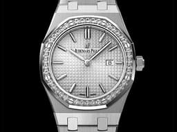 Audemars Piguet AP 愛彼 Royal Oak 67651ST.ZZ.1261ST.01 原鑲鑽錶 精鋼材質 白色格紋面 石英女妝腕錶 33mm