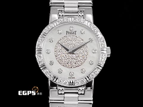 PIAGET 伯爵 Dancer 舞者系列 80564 K81&nbsp;原鑲鑽圈、鑽石時標、半天星珍珠貝母面盤 18K白金材質  石英腕錶 23mm