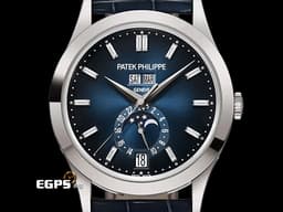 Patek Philippe 百達翡麗 PP錶 Complications Annual Calendar 複雜功能時計 5396G-017 <font color="#0582f5">年曆錶 月相盈虧 漸層藍色面盤 原廠鑲嵌鑽石時標</font>&nbsp;18K白金材質 <font color="#FF0000">2025年保單</font>&nbsp;自動上鍊 38.5mm