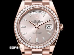 ROLEX 勞力士 DayDate DD 40 永恆玫瑰金 228345RBR <font color="#fbd0d0">18K永恆玫瑰金材質 日亮金色面盤</font> <font color="#05f0f0">原廠鑲嵌鑽石錶圈 方形鑽石時標</font> <font color="#ff0000">2018年保卡 已貼膜</font> 自動上鏈 40mm