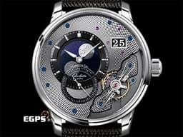 GLASHUTTE ORIGINAL 格拉蘇蒂 Pano PanoMaticLunar 1-91-04-01-03-62 950鉑金材質<font color="#05f0f0"> 偏心月相 德式經典大日期窗 鍍黑色銠飾紋飾紋鏤空面盤 雙鵝頸 </font><font color="#FF0000"> 2025保單 限量200支&nbsp;</font> 自動上鍊 42mm