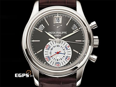 Patek philippe 百達翡麗 PP錶 Annual Calendar 複雜功能系列 5960P PT950 鉑金材質 飛返計時 年曆錶&nbsp;碳灰色放射紋面盤 自動上鍊 40.5mm