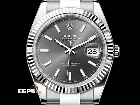 ROLEX 勞力士 Datejust 41 蠔式日誌型 126334 石板灰色面盤 DJ41 不鏽鋼 經典三角坑紋錶圈 2026年保卡 蠔式（Oyster）三節錶帶 自動上鍊 41mm