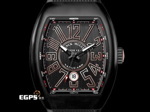 Franck Muller 法蘭穆勒 FM錶 Vanguard 領先者 V45 SC DT TT NR BR 5N&nbsp;玫瑰金材質+PVD塗層鈦金屬錶殼&nbsp;酒桶型 經典立體數字時標&nbsp;2025年保單&nbsp;自動上鍊 44x54mm