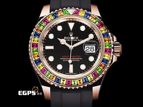 ROLEX 勞力士 Yacht-Master 遊艇名仕型 268655 永恆玫瑰金 精鑲彩色糖果寶石錶圈&nbsp;2020年新式保卡 自動上鍊 37mm