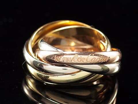 Cartier 卡地亞 三色金 Trinity 五環戒 國際精品 52號 約國際圍11號 名牌戒