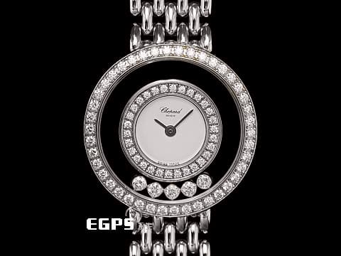Chopard 蕭邦錶 Happy Dioamonds 快樂鑽 20/5691 原廠雙層鑽圈 五顆跑鑽 18K白金材質&nbsp;台灣公司貨&nbsp;石英腕錶 23mm