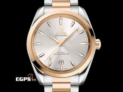 OMEGA 歐米茄 Seamaster 海馬 Aqua Terra 150 系列 22020382002002&nbsp;Moonshine金材質 半金款 搭配銀白色太陽紋面盤&nbsp;2026年保卡 僅試戴極新品 台灣公司貨&nbsp;自動上鍊 38mm