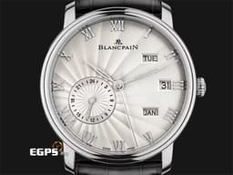 BLANCPAIN 寶珀 Villeret系列 Quantième Annuel GMT 雙時區 年曆錶 6670-1542-55B&nbsp;<font color="#d6d6d6">銀白色放射雕紋面盤</font>&nbsp;18K白金 兩地時區 年曆功能&nbsp;<font color="#FF0000">2022年台灣公司貨</font>&nbsp;自動上鍊 40mm
