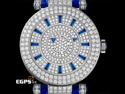 FRANCK MULLER 法蘭穆勒 FM錶 Double Mystery 神秘 DM42D2RCD <font color="#2828FF">藍色寶石時標、指針</font> 18K白金材質 <font color="#FF0000">原鑲滿天星鑽石面盤、雙排鑽圈、鑽耳、鑽扣</font> 自動上鍊 42mm