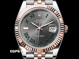 ROLEX 勞力士 Datejust 41 蠔式日誌型 126331 <font color="#228B22">綠羅馬時標面盤</font> 半金款 永恆玫瑰金 DJ41 經典三角坑紋錶圈 <font color="#FF0000">2026年保卡 紀念型（Jubilee）五銖錶帶</font> 自動上鍊 41mm