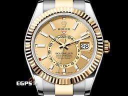 ROLEX 勞力士 Sky-Dweller 336933 蠔式 天行者 <font color="#f5dea8">18K黃金材質 半金款 最新9002機芯 皇帝金色面盤</font>&nbsp;兩地時間 年曆錶 沙羅系統 經典三角坑紋錶圈 <font color="#FF0000">2026年保卡</font>&nbsp;自動上鍊 42mm