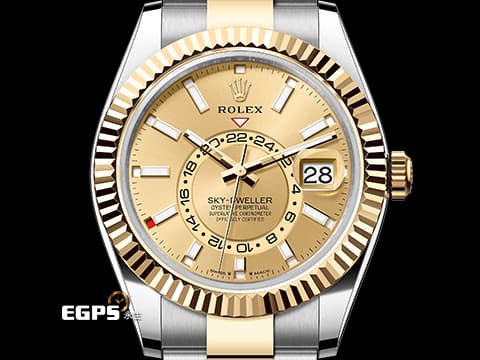 ROLEX 勞力士 Sky-Dweller 336933 蠔式 天行者 18K黃金材質 半金款 最新9002機芯 皇帝金色面盤&nbsp;兩地時間 年曆錶 沙羅系統 經典三角坑紋錶圈 2026年保卡&nbsp;自動上鍊 42mm