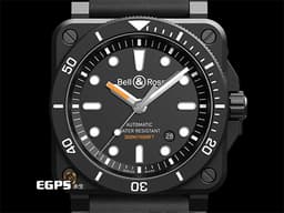 Bell &amp; Ross 柏萊士 Instruments系列 BR-03 DIVER Matte Black&nbsp;<font color="#ff6a00">橘色時針</font> BR0392-D-BL-CE/SRB 黑陶瓷錶殼 BR 03-92-DIV-C 大三針&nbsp;<font color="#ff0000">2025年保卡</font> 潛水錶 自動上鍊 42mm