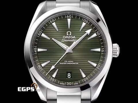 OMEGA 歐米茄 Seamaster 海馬 Aqua Terra 150系列 220.10.41.21.10.001 綠色柚木甲板紋面盤 大三針 不鏽鋼材質 同軸擒縱 2022年保卡 自動上鍊 41mm