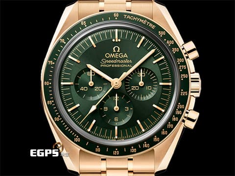 OMEGA 歐米茄 Speedmaster Moonwatch Professional 超霸 速霸 Moonshine金 31060425010001 綠色面盤 計時碼表 專業 登月錶&nbsp;3861機芯&nbsp;2022年台灣公司貨&nbsp;同軸擒縱 手上鏈 42 mm