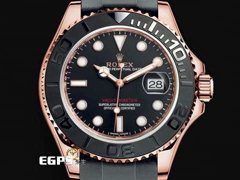 ROLEX 勞力士 Yacht-Master 116655 遊艇名仕 陶瓷框 18K永恆玫瑰金材質   Cerachrom黑色陶瓷刻度雙向旋轉錶框 2016年保卡&nbsp;自動上鍊 40mm